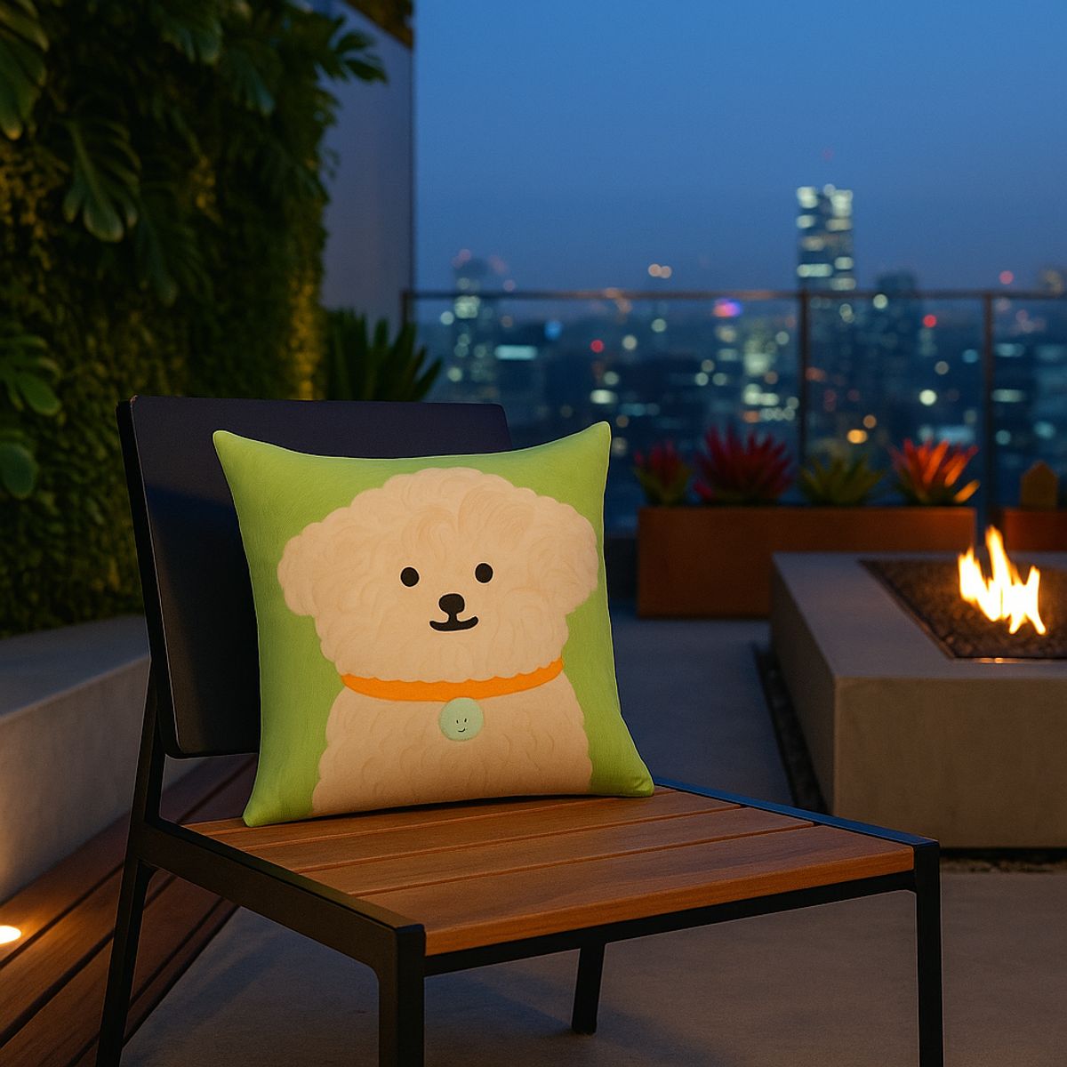 ARMONIA - Funda almohadón perrito adorable 45x45 verde hogar 782