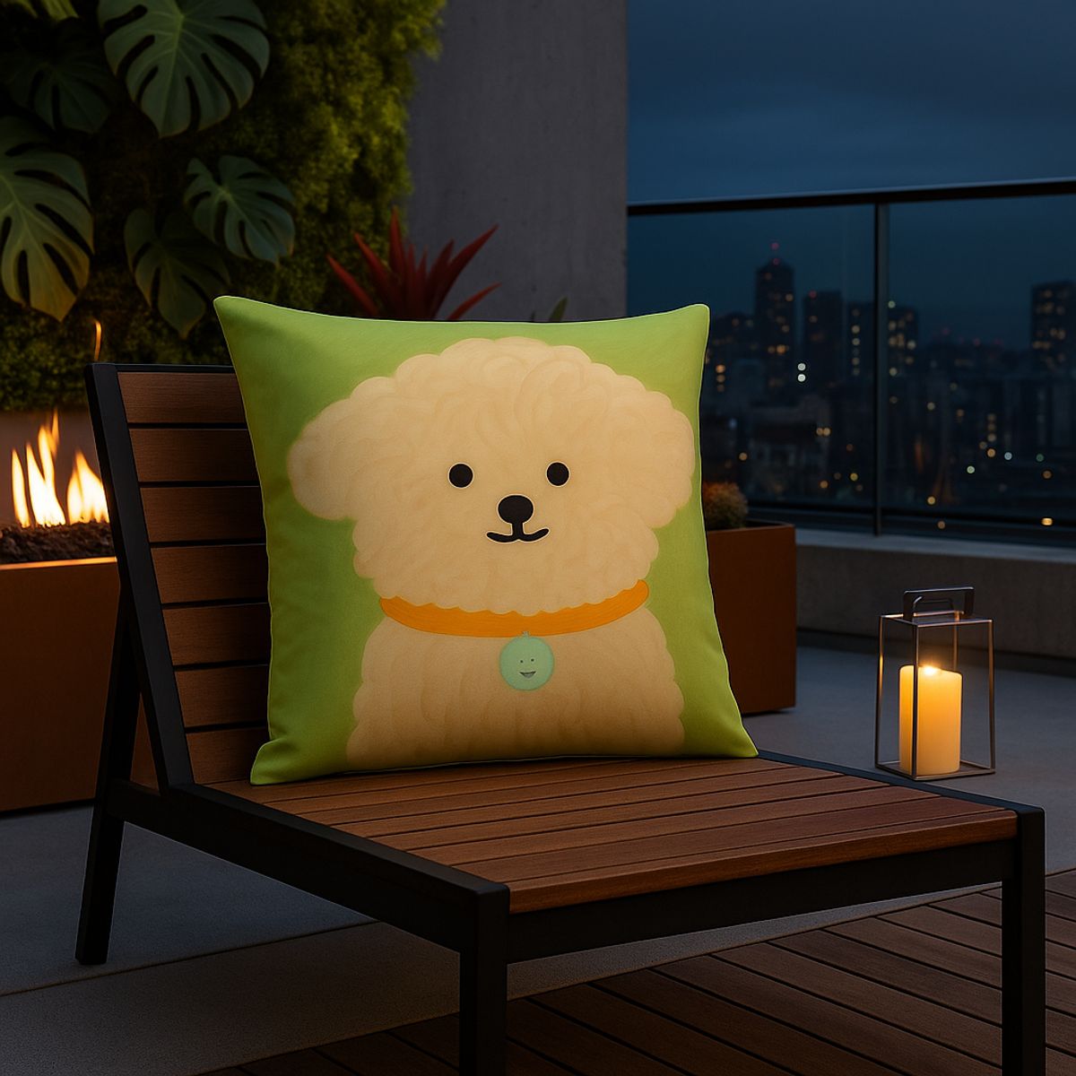 ARMONIA - Funda almohadón perrito adorable 45x45 verde hogar 782