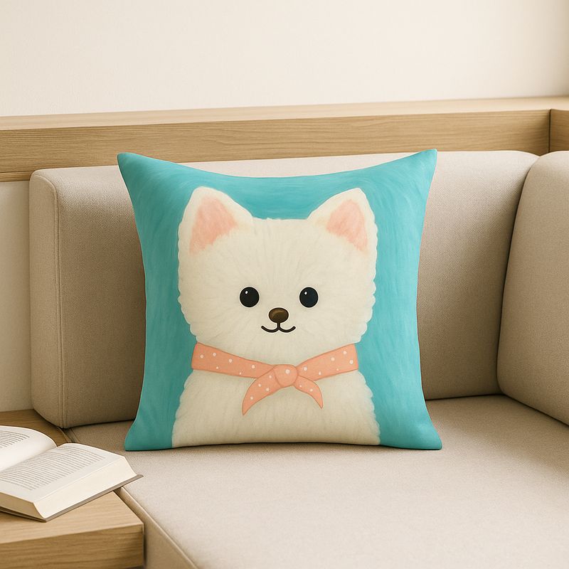 ARMONIA - Funda para cojín 45x45 cachorro polar azul tierno hogar 781