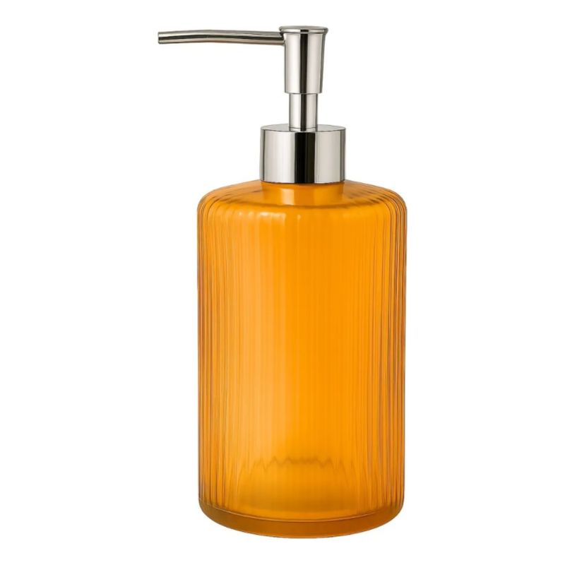 GENERICO - Dispensador De Jabon Liquido Vidrio Texturado Multiuso 500ml - Naranja