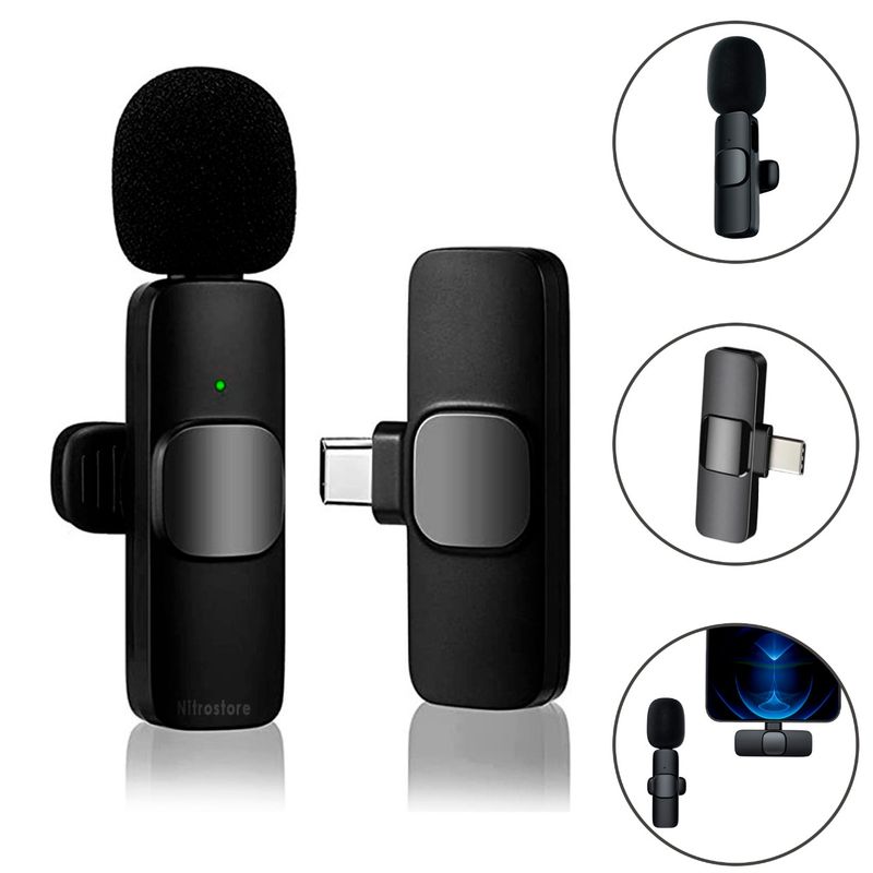 GENERICO - Micrófono De Solapa Inalámbrico Lightning Tipo C E Para iPhone Y Samsung