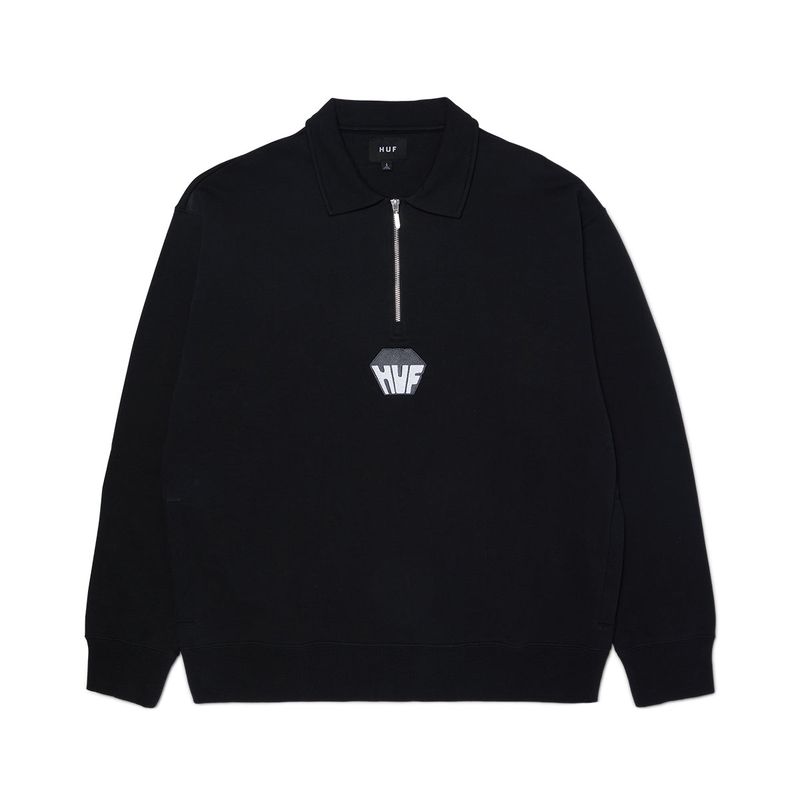 HUF - POLERON HUF BIG BLOCK 1/4 ZIP FRENCH TERRY BLK