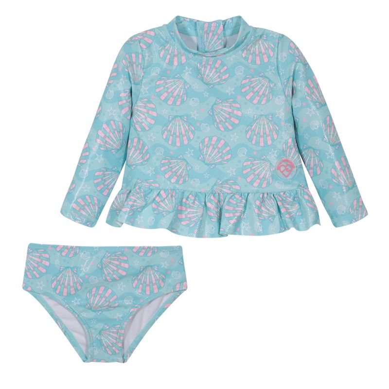 H2O WEAR - Traje de Baño bebe Niña Set UV50 MLarga H2O Wear Calipso - Celeste
