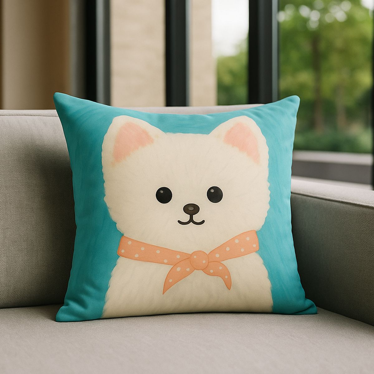 ARMONIA - Funda almohadón cachorro blanco 45x45 diseño cute sala 781