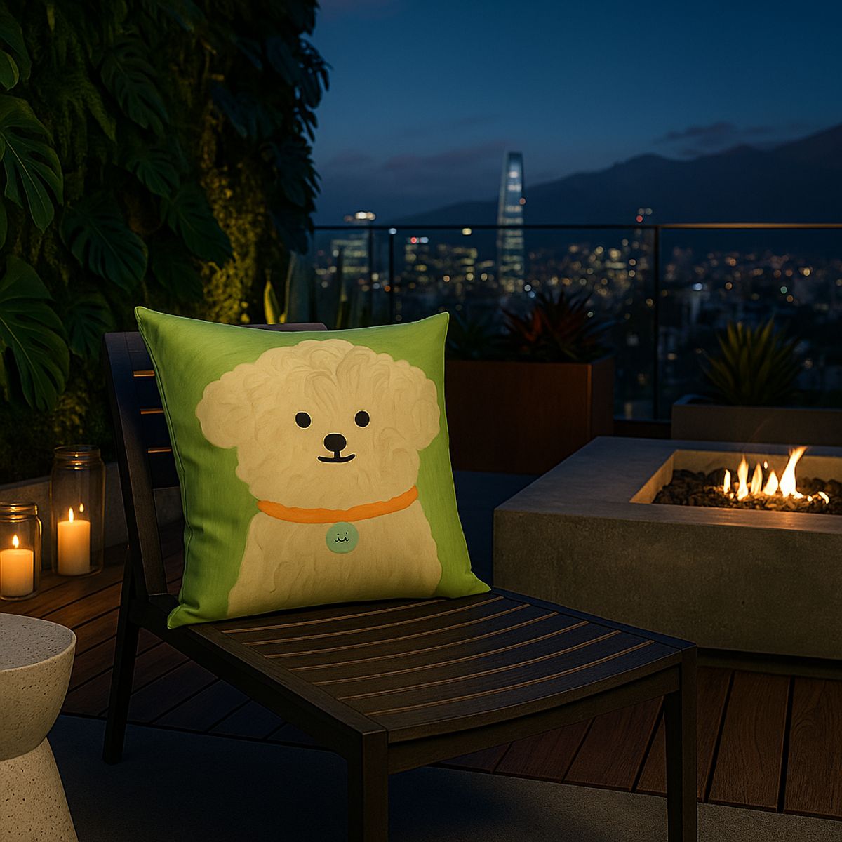 ARMONIA - Funda cojín 45x45 cachorro dulce verde pastel living 782