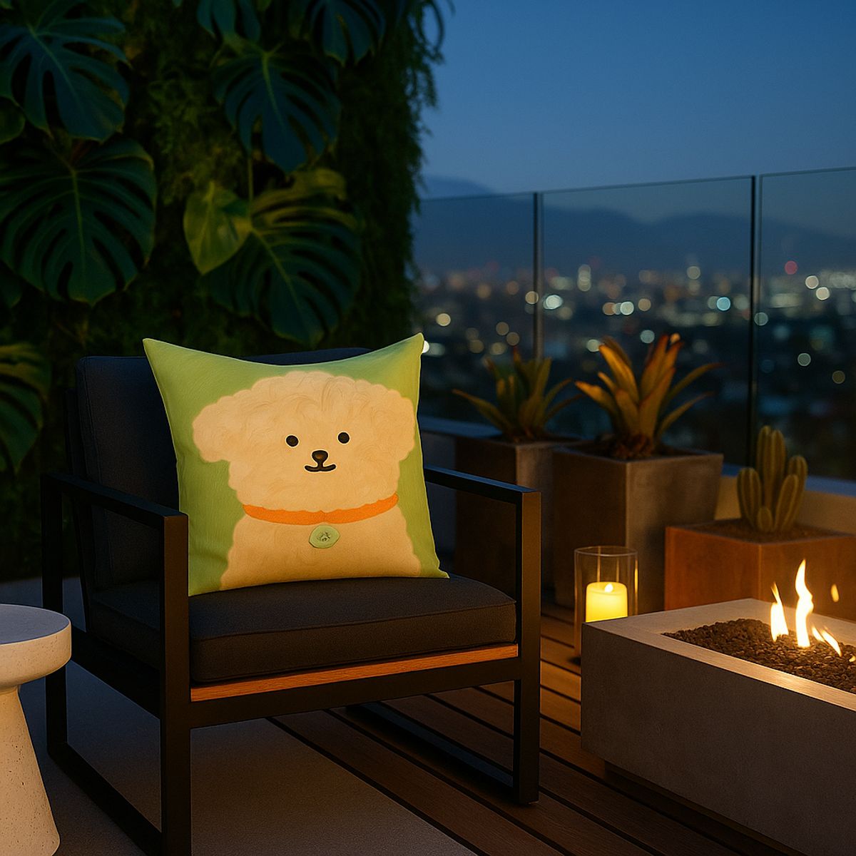 ARMONIA - Funda cojín 45x45 cachorro dulce verde pastel living 782