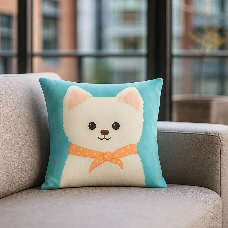 ARMONIA - Funda decorativa doggo blanco 45x45 estilo kawaii 781