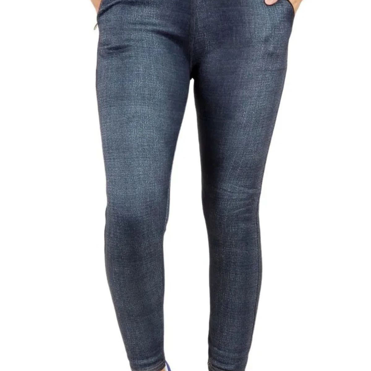 LOOK SHOP - Pantalón Calza Tela Jeans Forro Piel. Leggins Cierres. 338