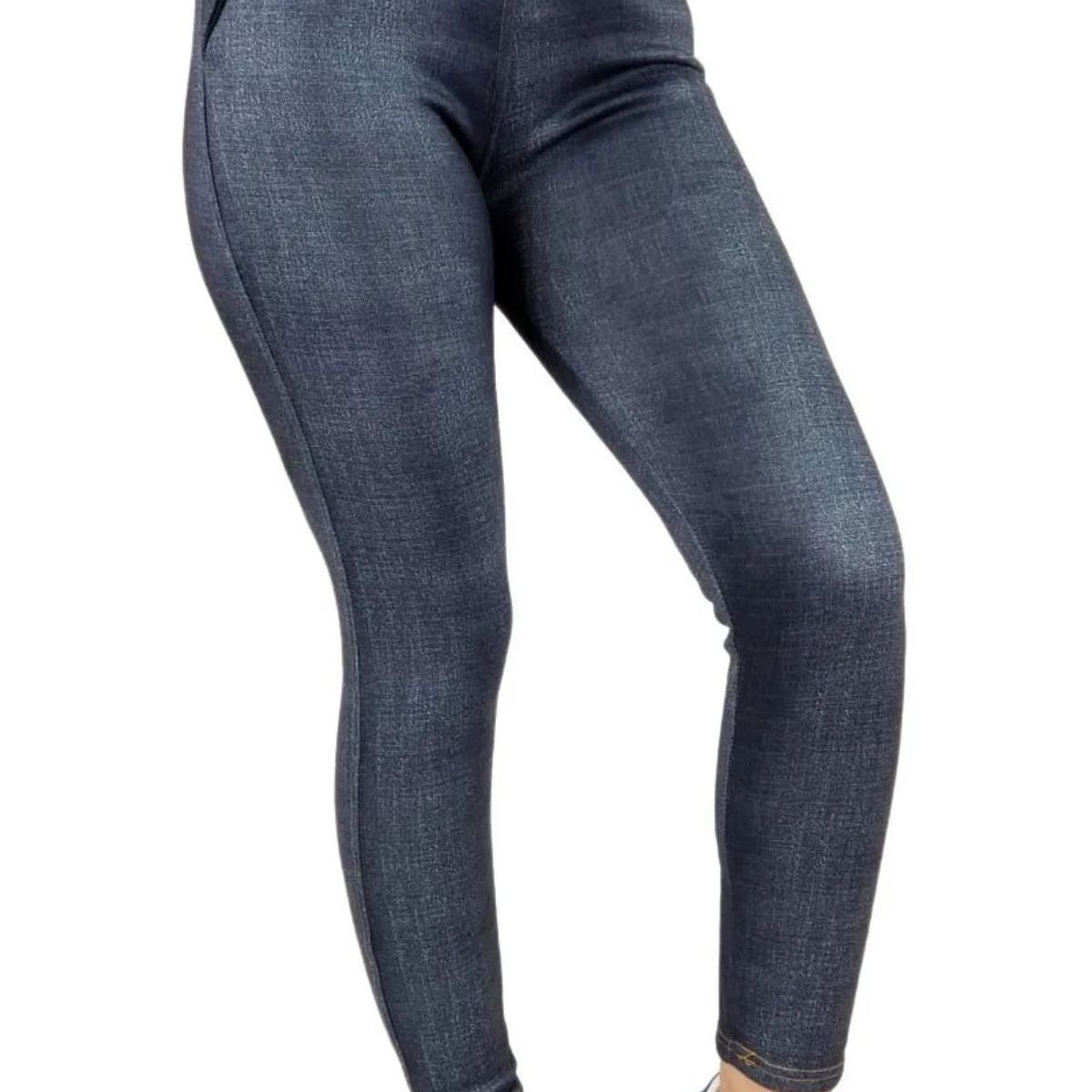 LOOK SHOP - Pantalón Calza Tela Jeans Forro Piel. Leggins Cierres. 338