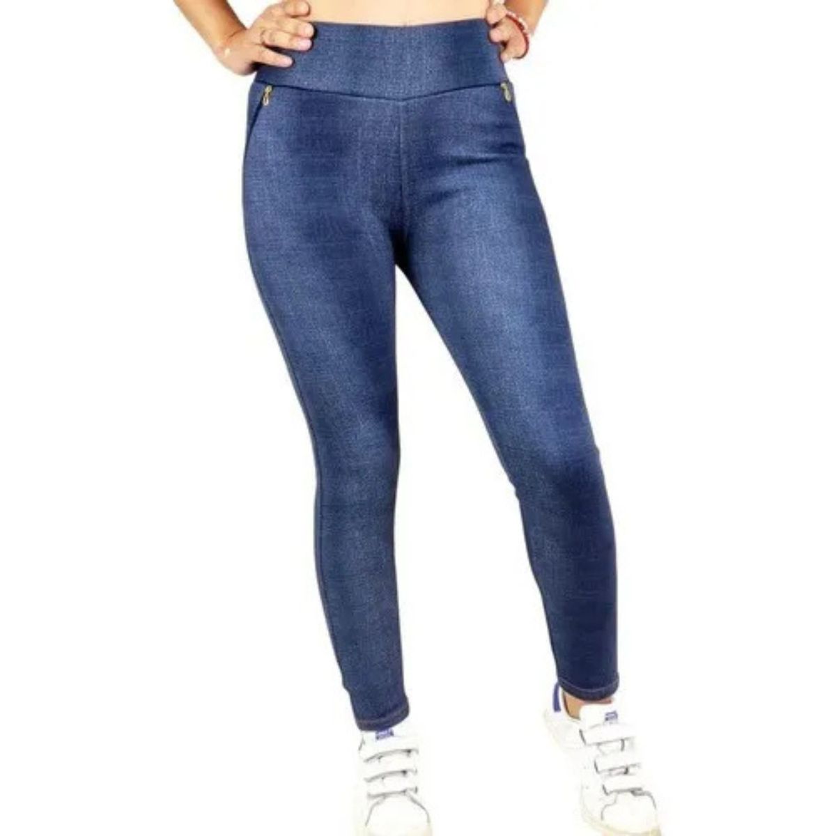 LOOK SHOP - Pantalón Calza Tela Jeans Forro Piel. Leggins Cierres. 338