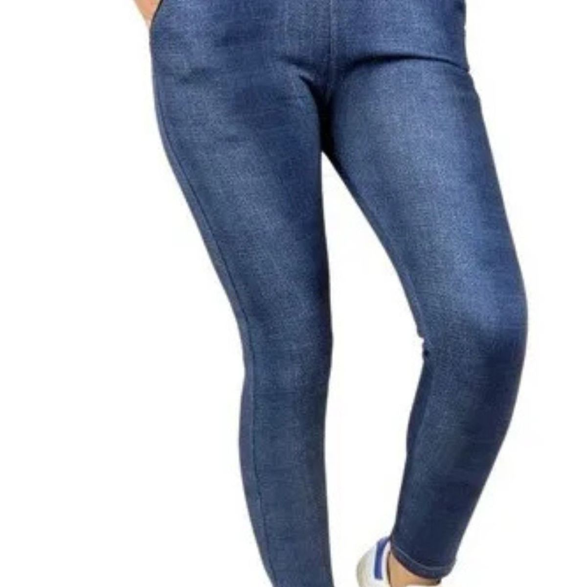 LOOK SHOP - Pantalón Calza Tela Jeans Forro Piel. Leggins Cierres. 338