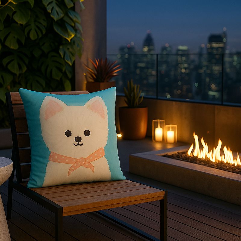 ARMONIA - Funda almohadón cachorro blanco 45x45 diseño cute sala 781
