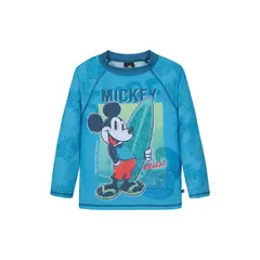 DISNEY - Traje de Baño Niño Polera UV50 MLarga Mickey Dsiney - Celeste