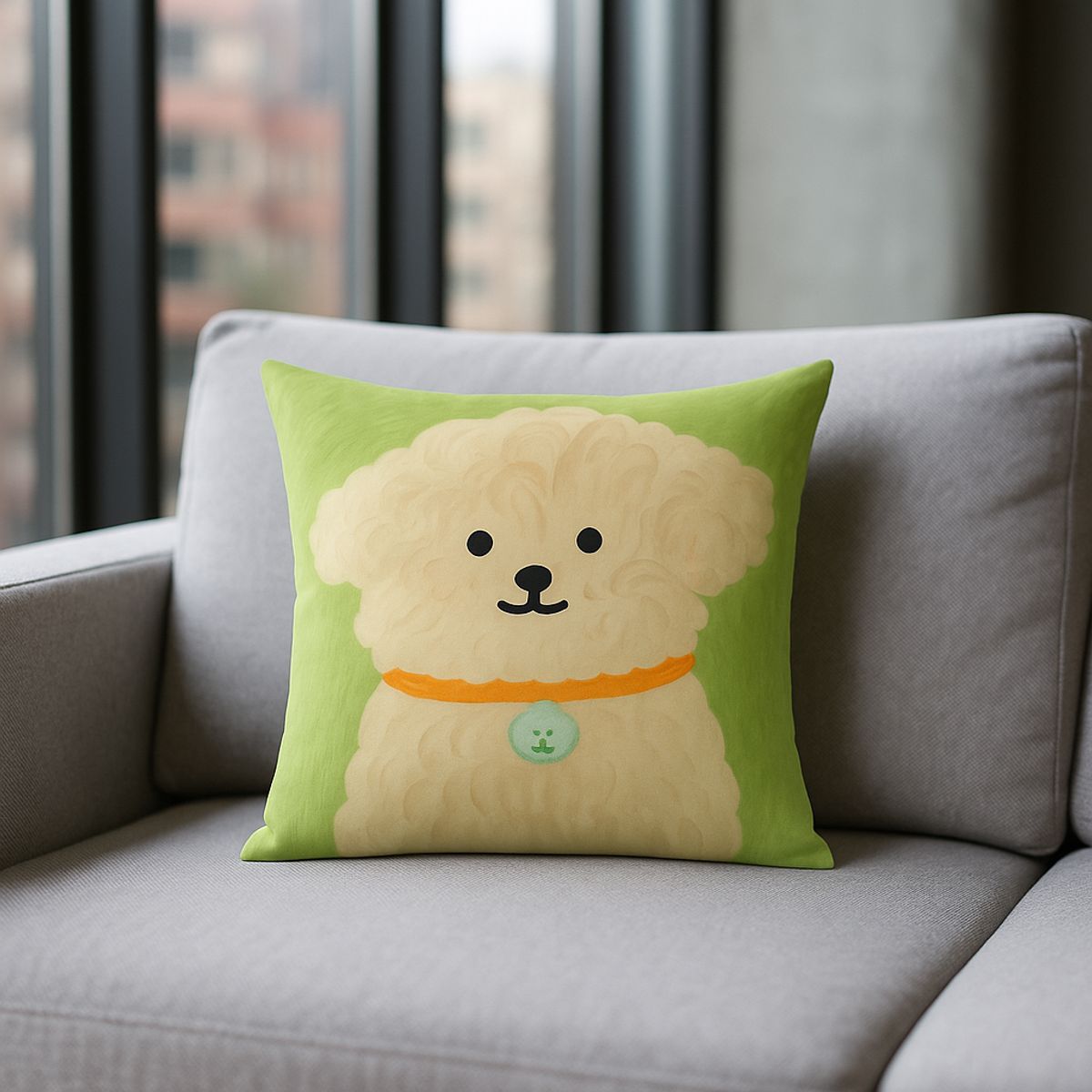 ARMONIA - Funda almohada 45x45 doggo feliz verde menta infantil 782