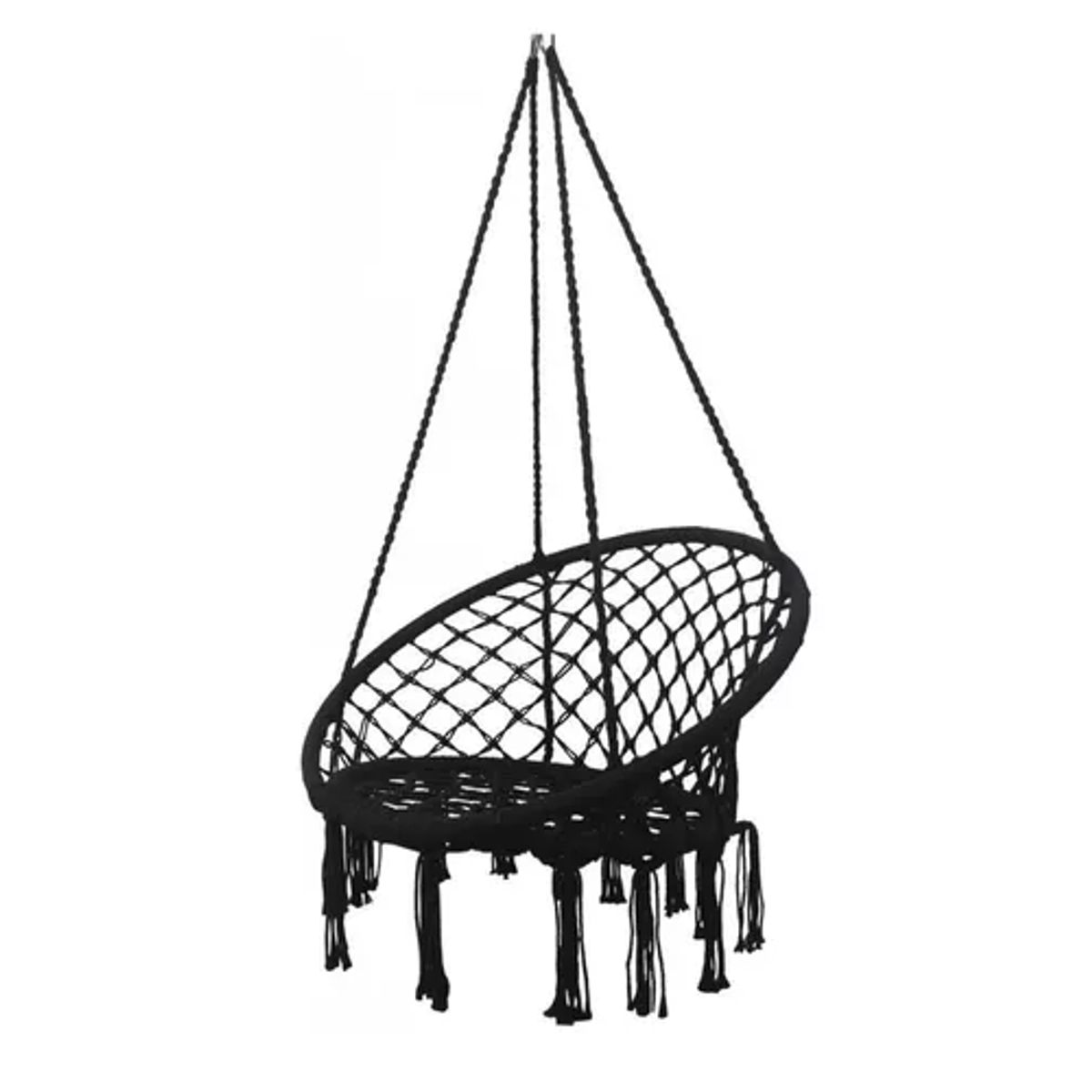 GENERICO - Hamaca silla colgante redonda interior exterior macramé negro