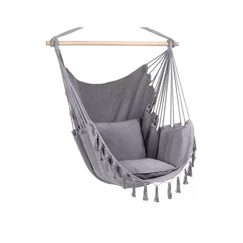 GENERICO - Silla hamaca con palo para interior y exteriores gris