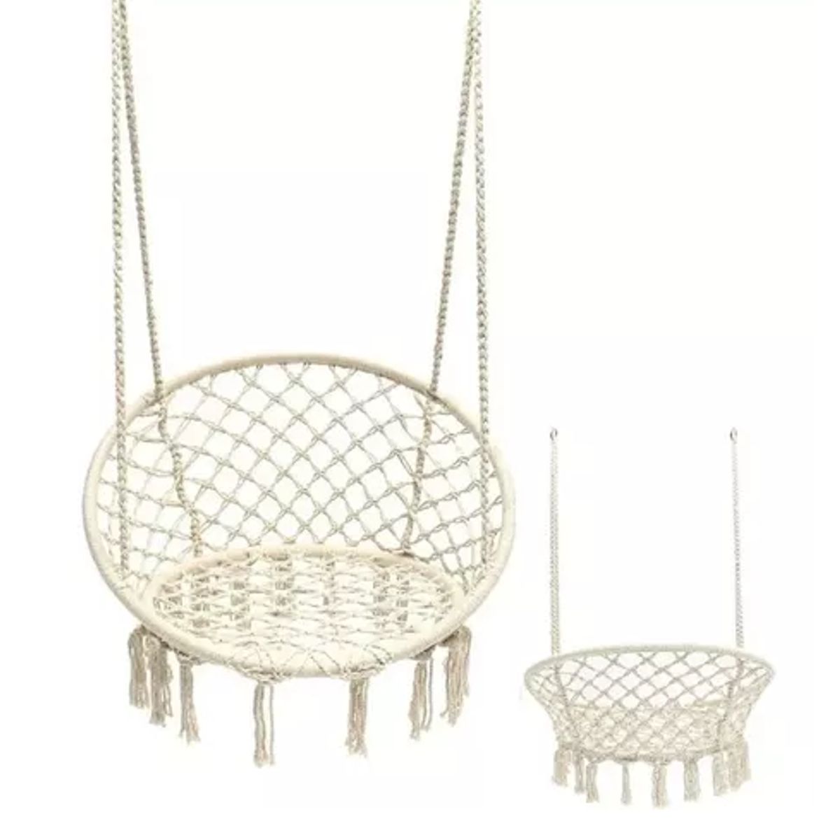 GENERICO - Silla hamaca colgante para terraza o jardín color beige