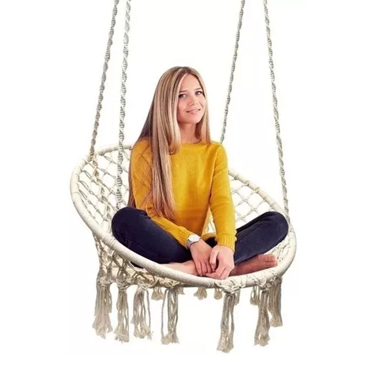 GENERICO - Silla hamaca colgante para terraza o jardín color blanco