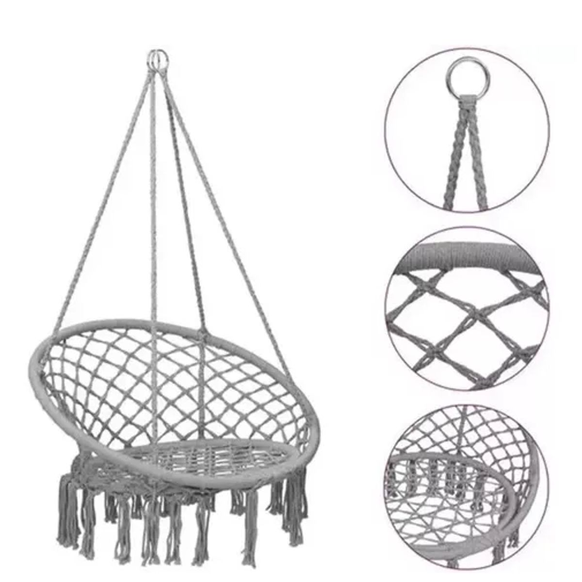 GENERICO - Silla hamaca colgante para terraza o jardín color gris