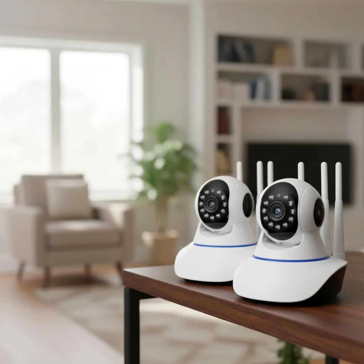 GENERICO - Pack X2 Camaras Ip Wifi Hd Vision Nocturna 360° Blanco FIGOIMPORT