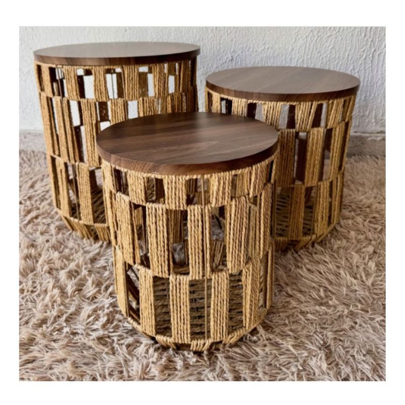 GENERICO - Set 3 Mesas Auxiliares para Café MDF Color Marrón