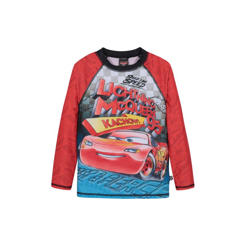 DISNEY - Traje de Baño Niño Polera UV50 MLarga Cars Disney - Rojo