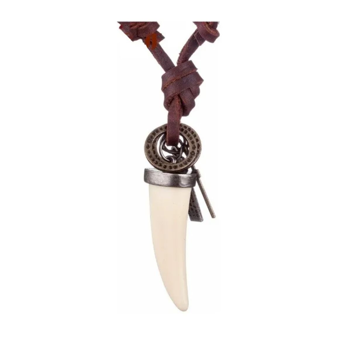 GENERICO - Collar De Cuero Diente Blanco Hombre Mujer Moda Royal Madriz