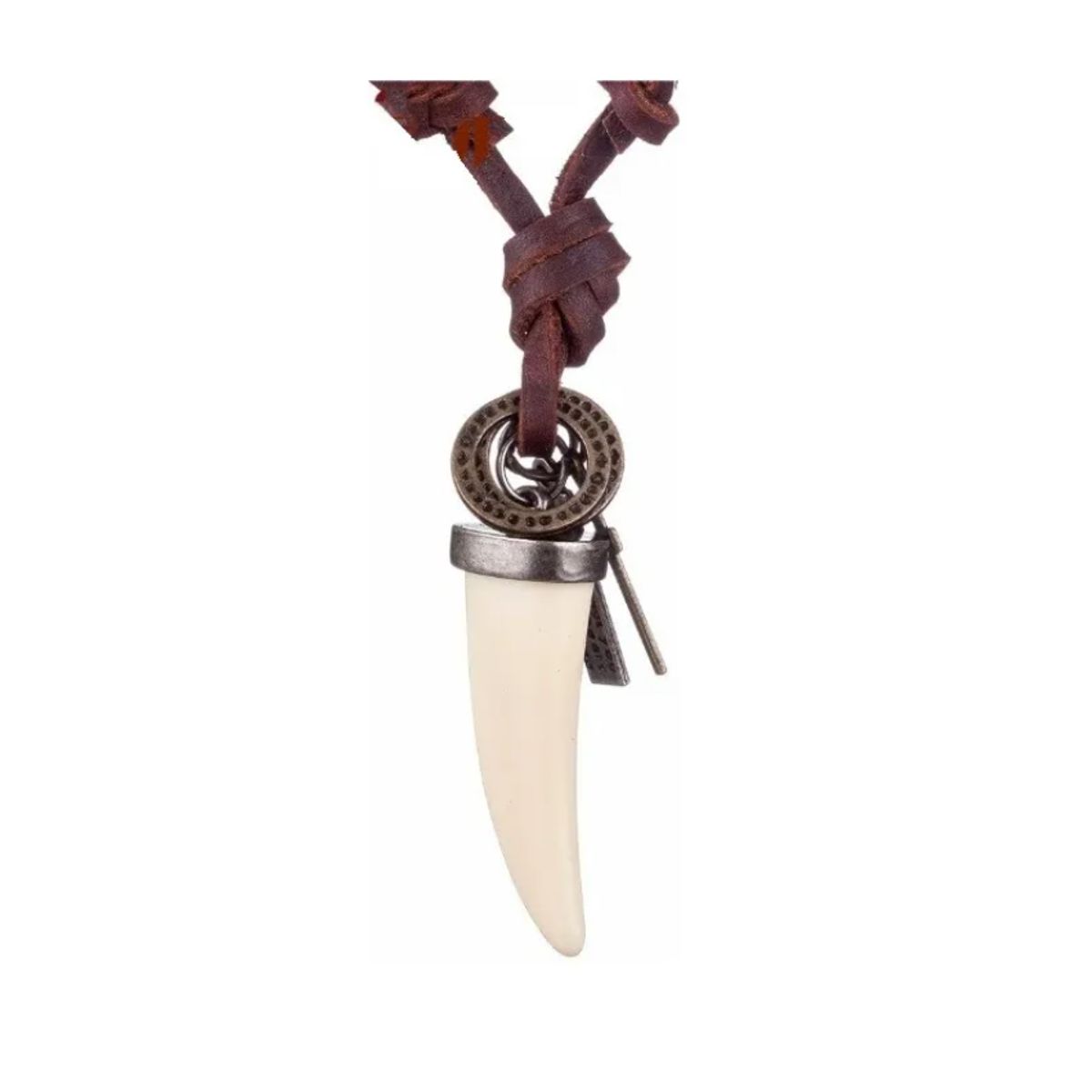 GENERICO - Collar De Cuero Diente Blanco Hombre Mujer Moda Royal Madriz