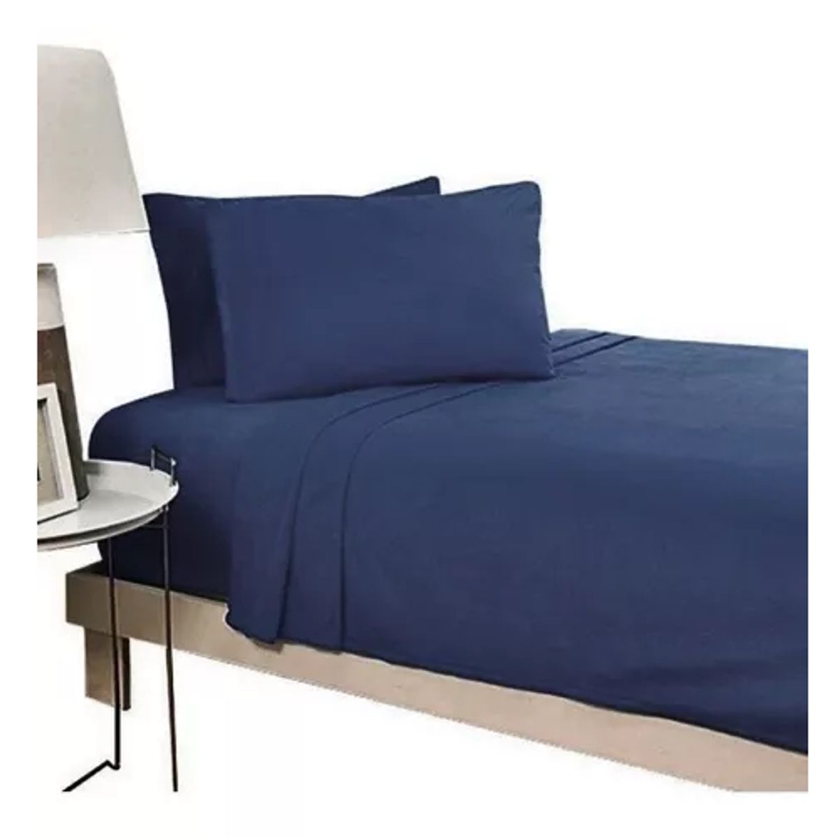 GENERICO - Juego de sábanas polar 2 plazas 4 piezas color azul oscuro elasticada