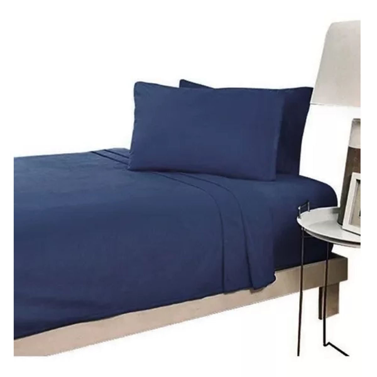 GENERICO - Juego de sábanas polar 2 plazas 4 piezas color azul oscuro elasticada