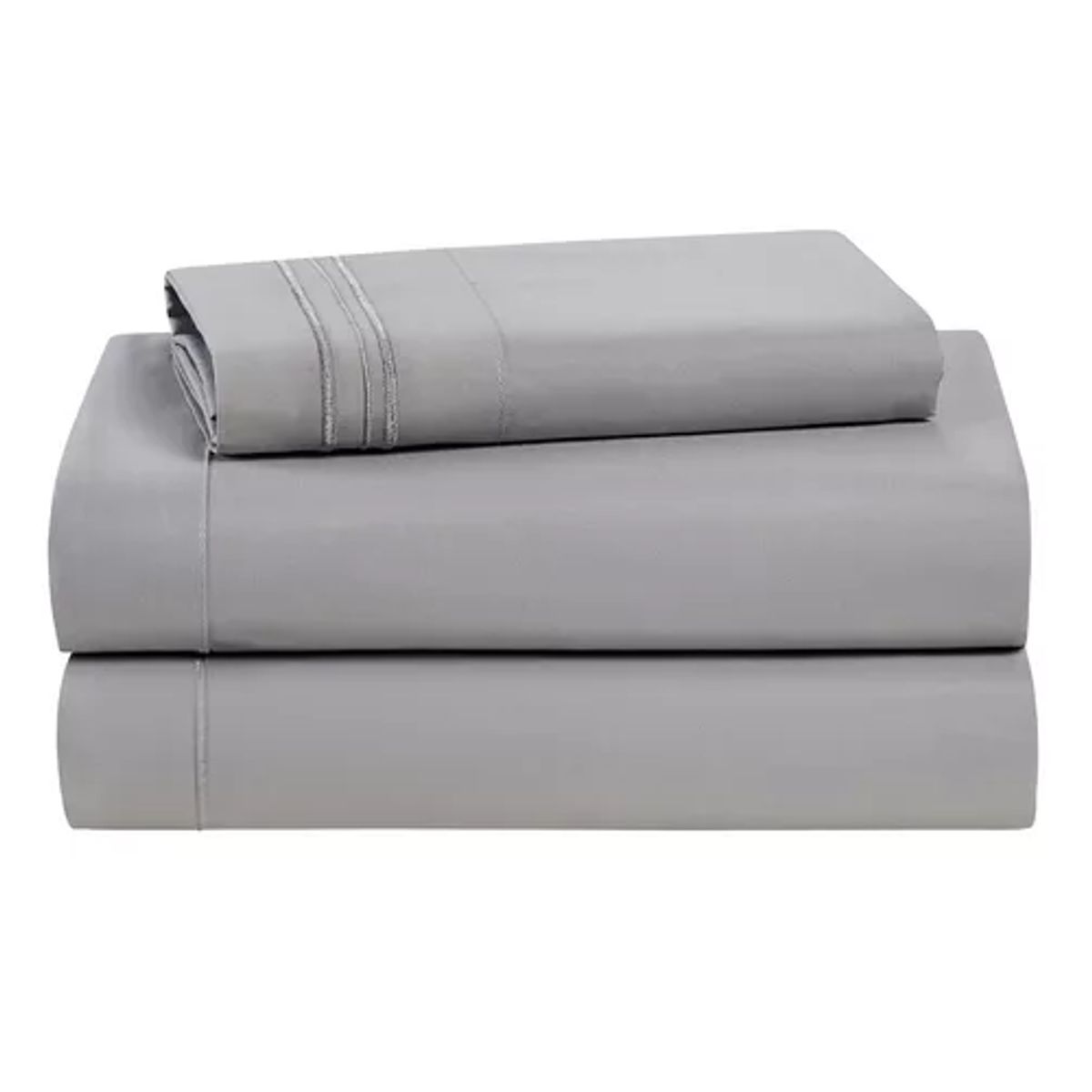 GENERICO - Sábana 1800 ultra suave + funda bordada 15 plazas color gris