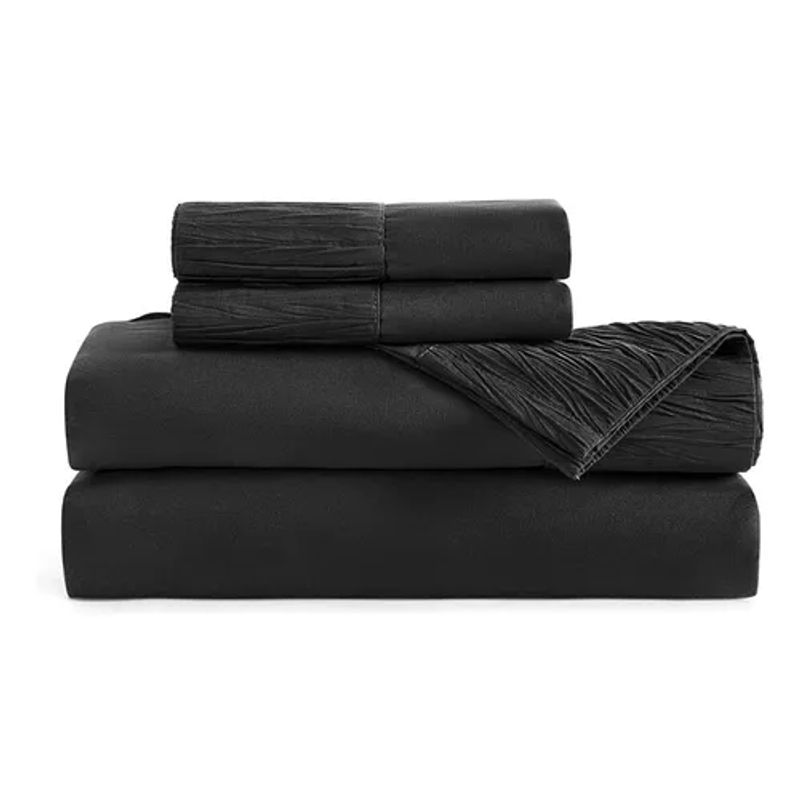 GENERICO - Sábanas 300 hilos 15 plazas + funda almohada color negro
