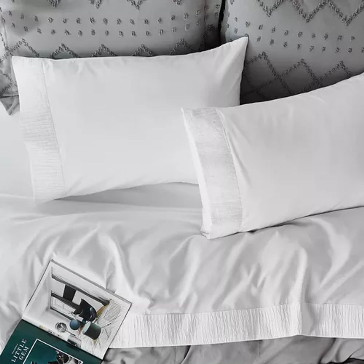 GENERICO - Sábanas 300 hilos 2 plazas + funda almohada color blanco
