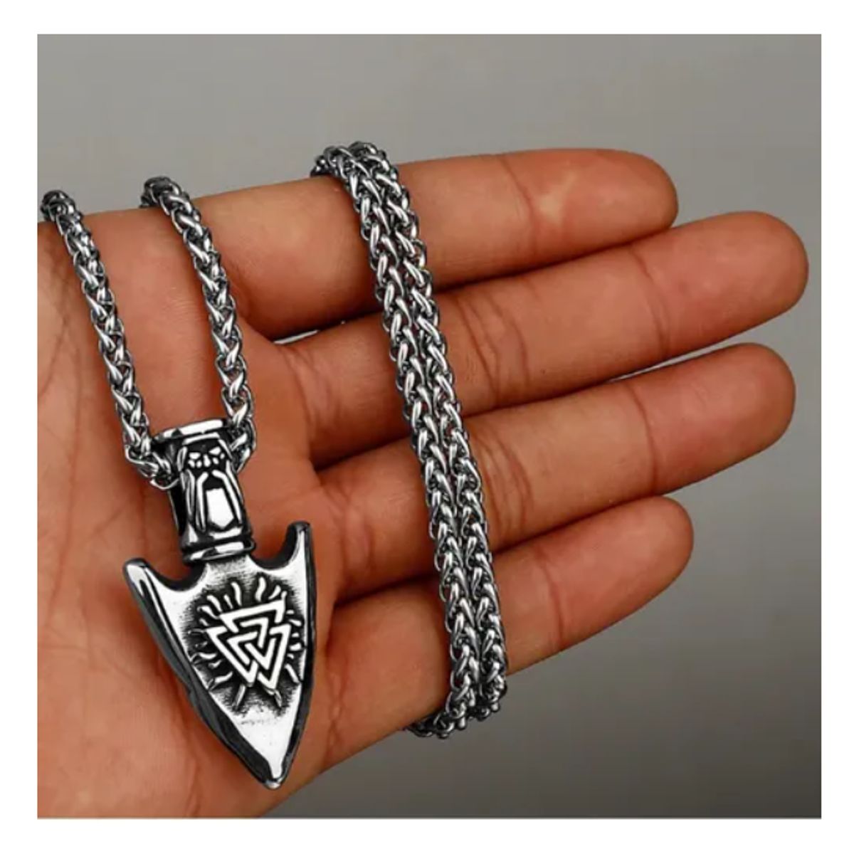 GENERICO - Collar Amuleto Punta Flecha Vikingo Valknut Hombre Mujer