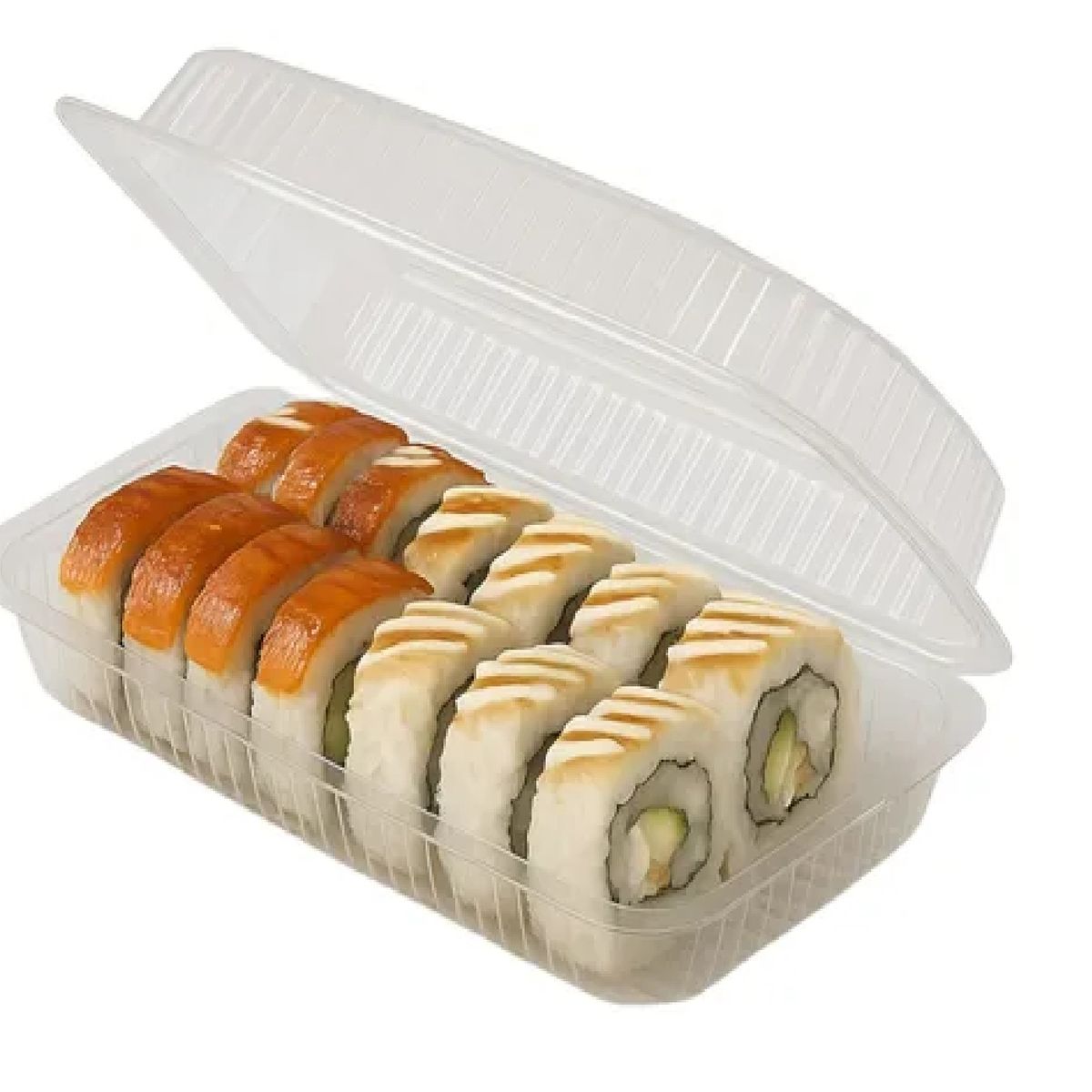 PASTELERIUSCL - 200 Envases Para Sushi Bandeja Plastica Transparente 2 Rolls Envase Plástico Transparente Para Sushi