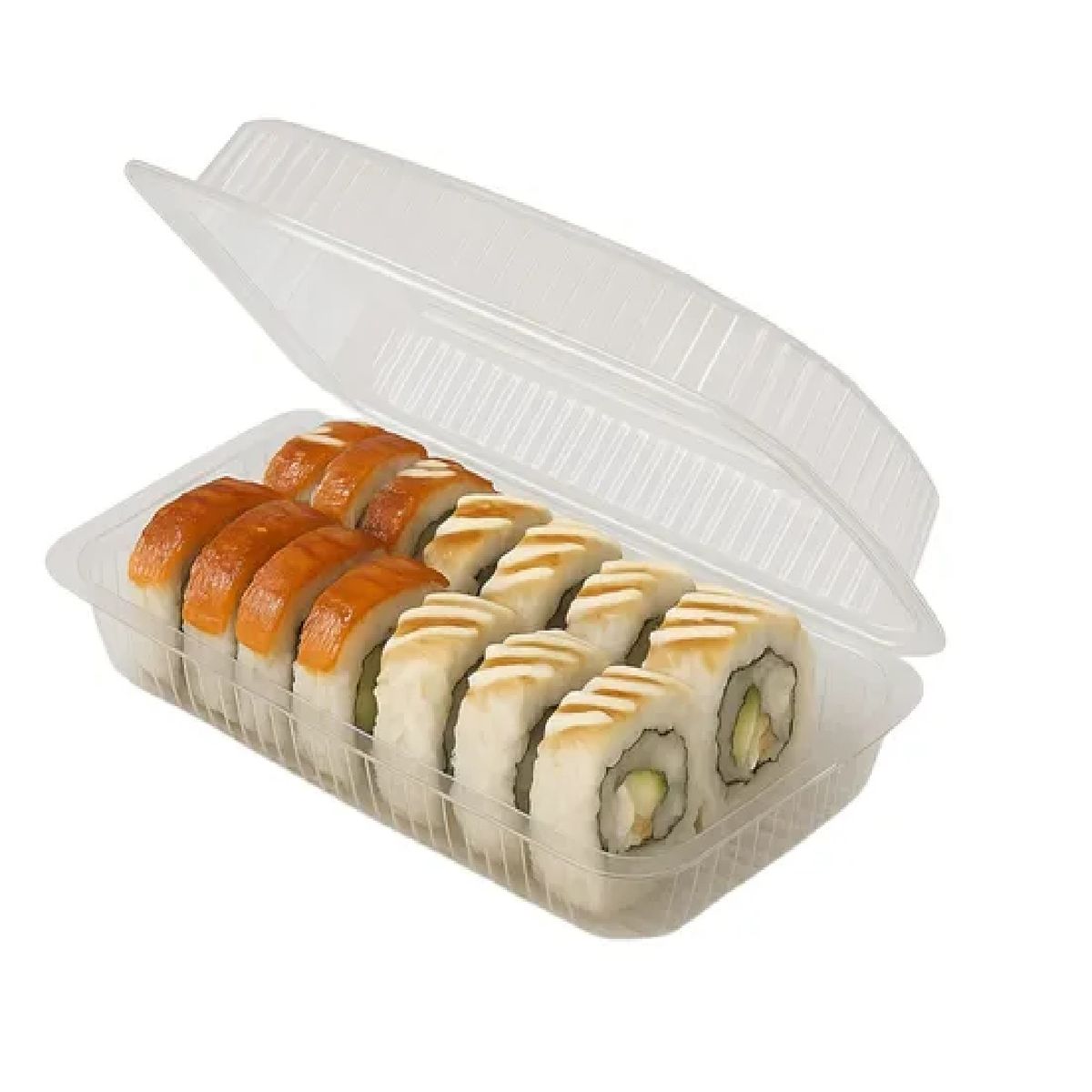 PASTELERIUSCL - 200 Envases Para Sushi Bandeja Plastica Transparente 2 Rolls Envase Plástico Transparente Para Sushi