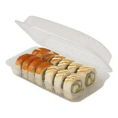 PASTELERIUSCL - 200 Envases Para Sushi Bandeja Plastica Transparente 2 Rolls Envase Plástico Transparente Para Sushi