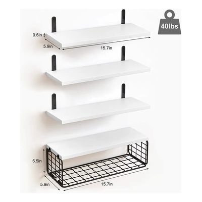 Imagen 2 del producto Repisas Flotantes De Madera Modernas Set De 4 Con Reja