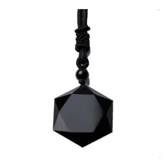 GENERICO - Collar De Obsidiana Black Space Hexagrama Moda Royal Madriz