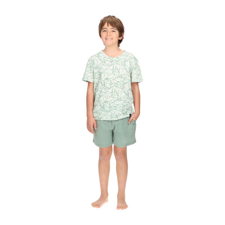 Pijama Corto Nino Algodon Verde 4