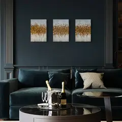 DEKAM DISEÑO - CUADRO TRIPTICO TURQUEZA DORADO 30X40 CU CMS