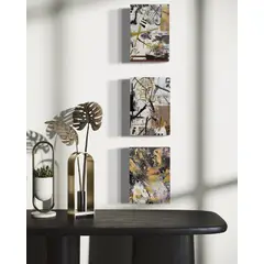 DEKAM DISEÑO - CUADRO TRIPTICO NEGRO DORADO 30X40 CU CMS