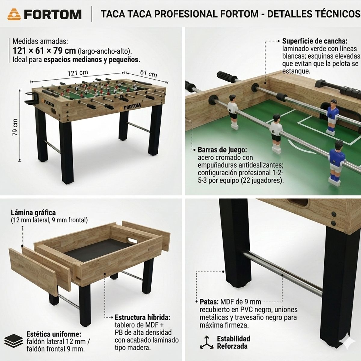 FORTOM - Taca Taca Madera Profesional Con Marcador