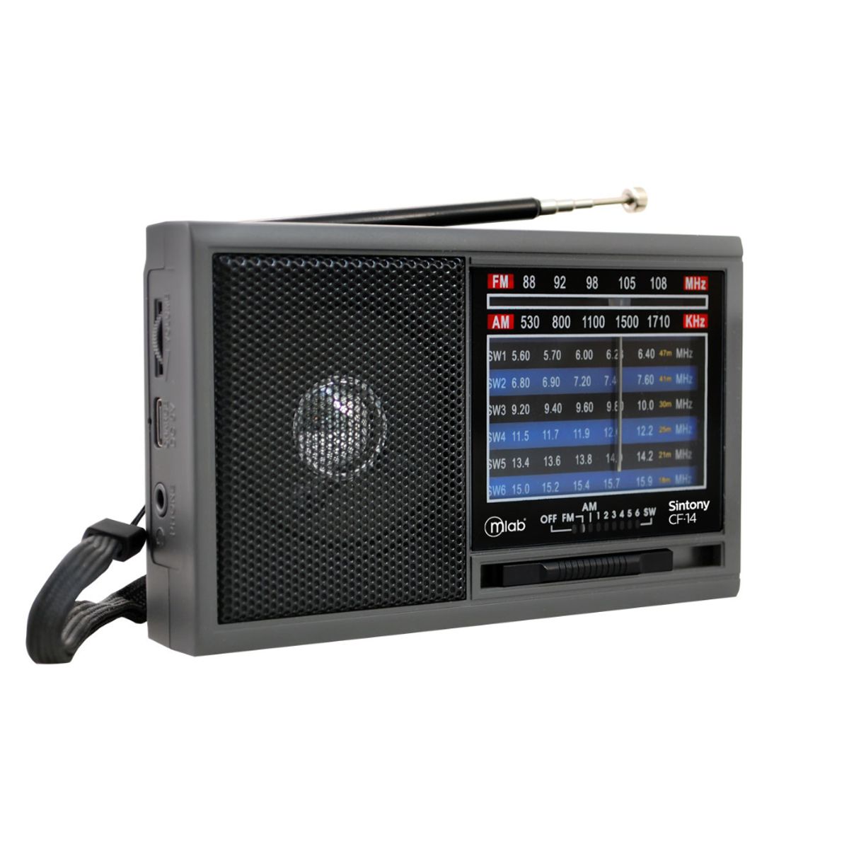 MICROLAB - RADIO PORTATIL  RECARGABLE RETRO MICROLAB SINTONY CF-14 GRIS