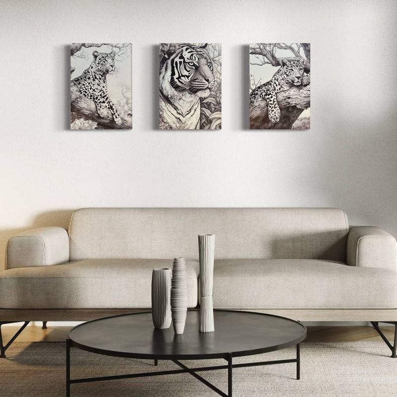 DEKAM DISEÑO - CUADRO TRIPTICO LEOPARDO 30X40 CMS