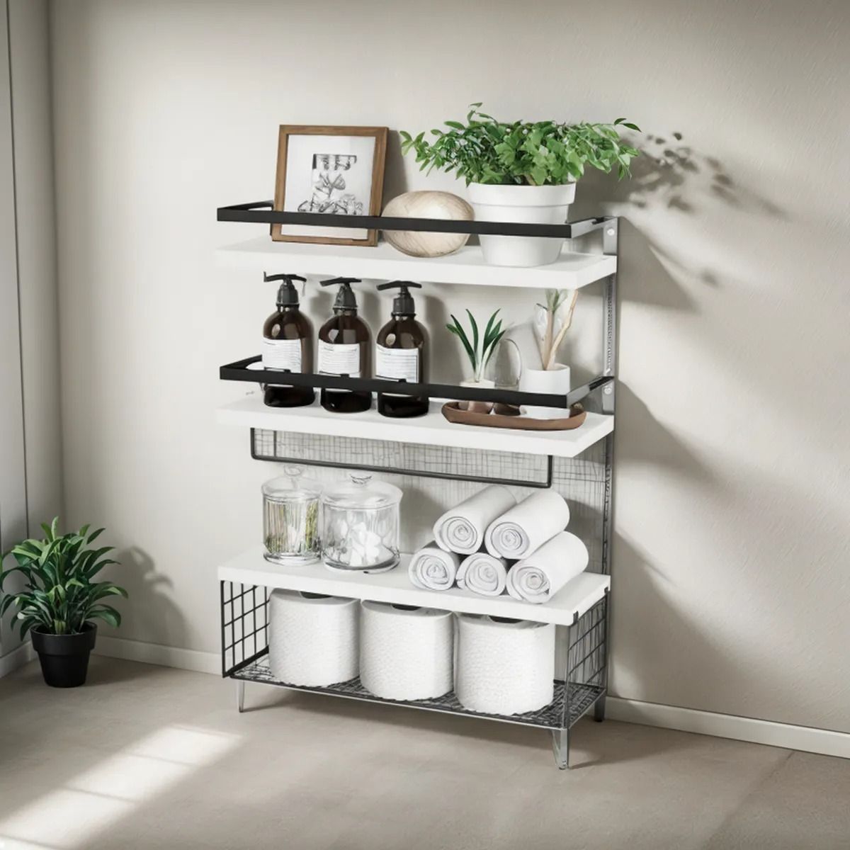 GENERICO - Repisas Flotantes De Madera Modernas Set De 3 Incluye Reja