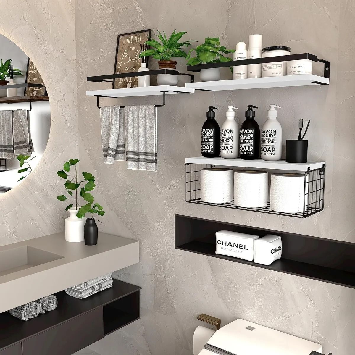 GENERICO - Repisas Flotantes De Madera Modernas Set De 3 Incluye Reja