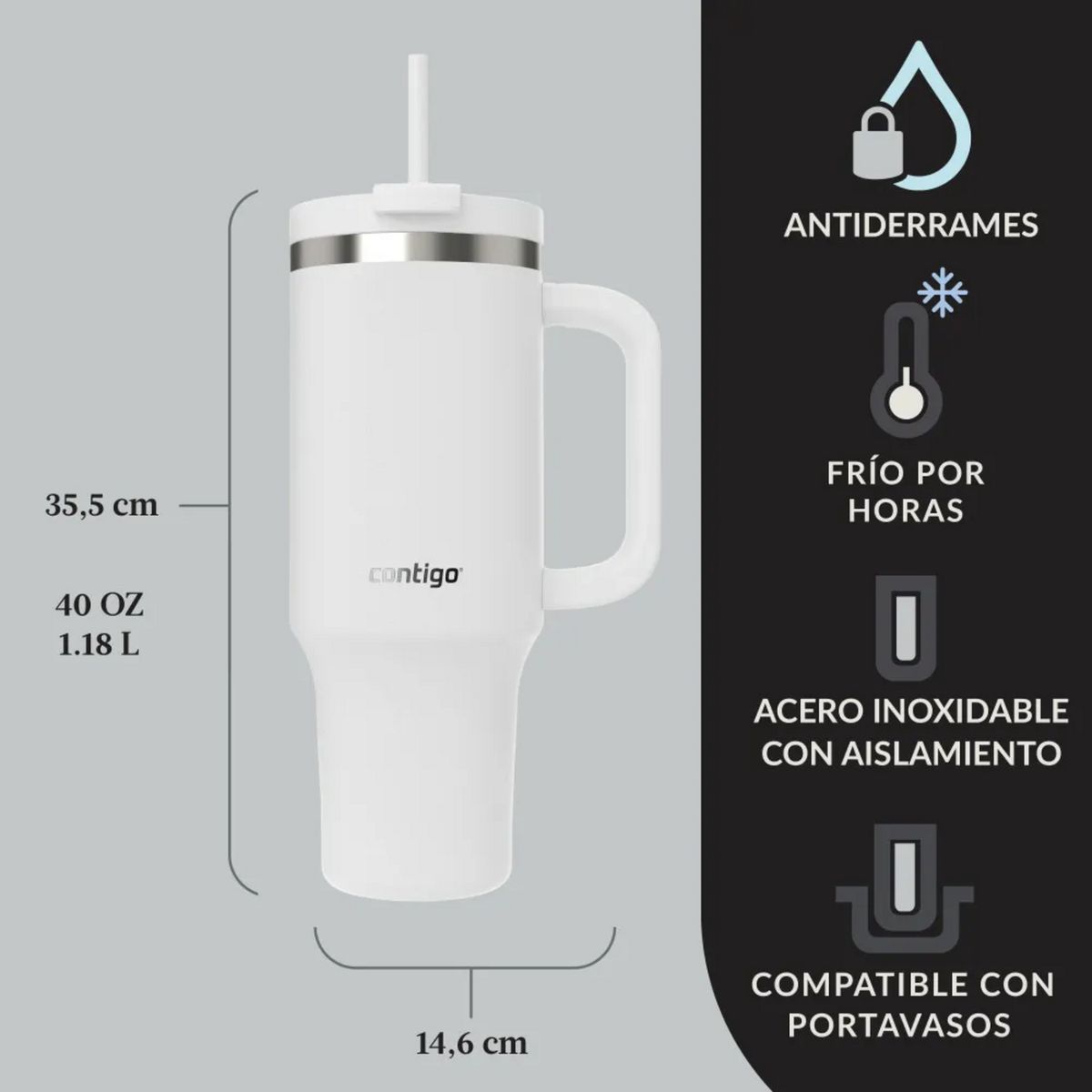 CONTIGO - Vaso Tumbler Contigo Streeterville 1182 ml Frio Blanco