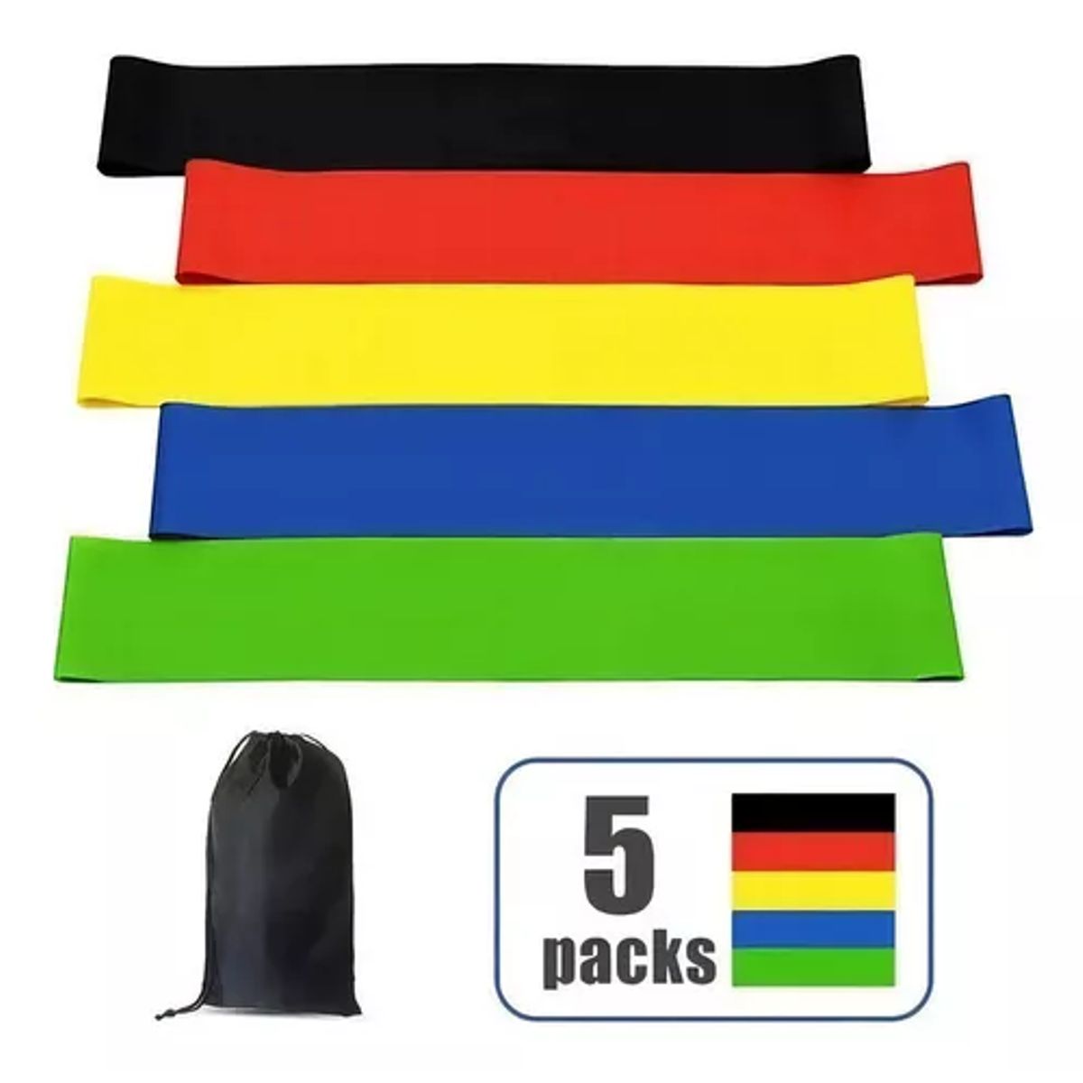 GENERICO - Set de 5 bandas elásticas de resistencia para ejercicio y entrenamiento Betensh