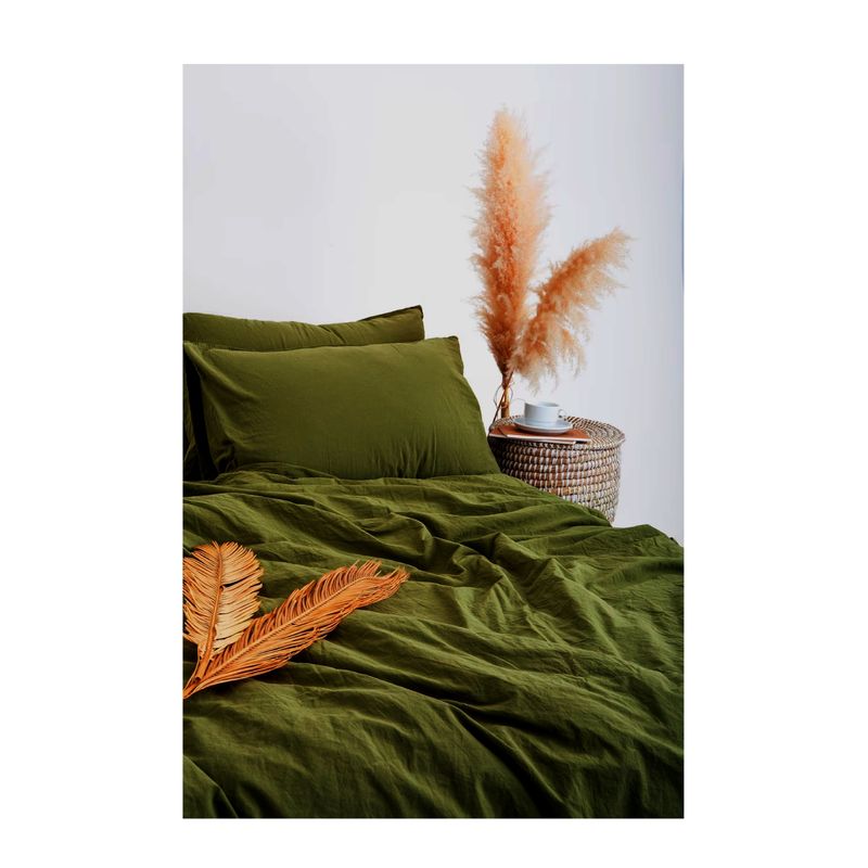 GENERICO - SET  de 2 fundas de almohada 48x74cm OLIVA